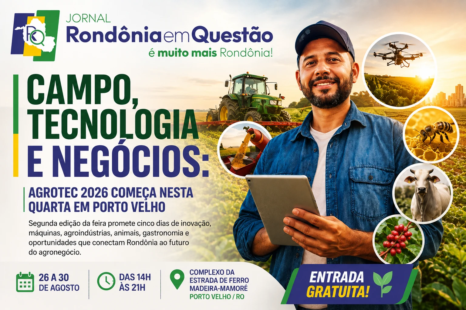 Campo, tecnologia e negócios: Agrotec 2026 começa nesta quarta em Porto Velho