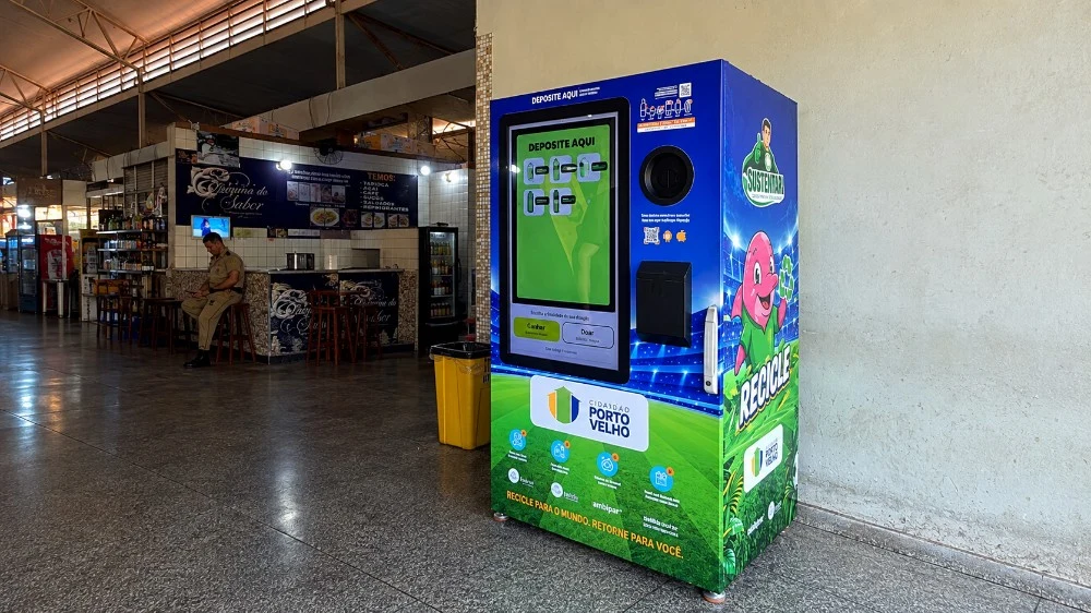 Máquinas de reciclagem que pagam via Pix chegam a Porto Velho